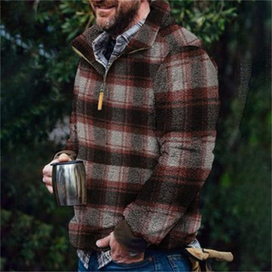 Autumn And Winter Casual Button Pocket Flannel Plush Men's Sweater
