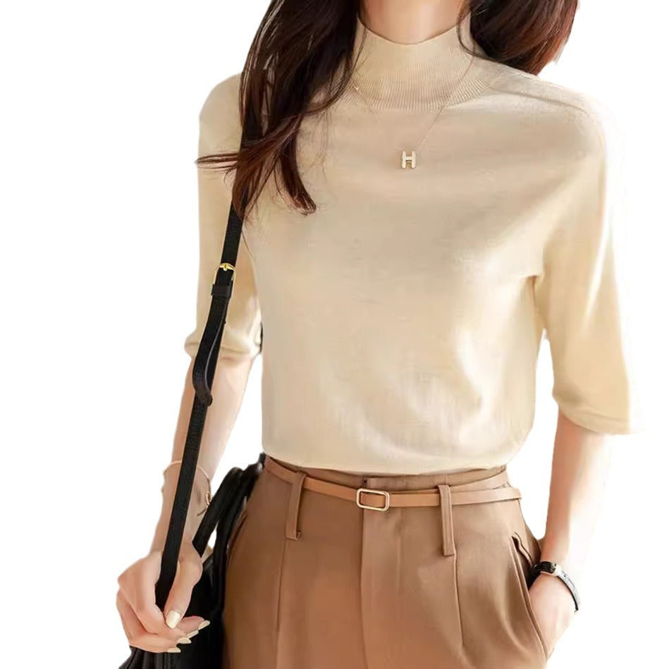 Women's Mid-sleeve Top, Base Layer, Thin Sweater