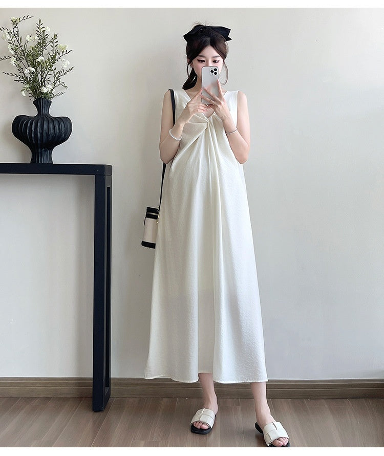 Stylish V-neck Twisted-knot Comfy Two-piece Dress Set