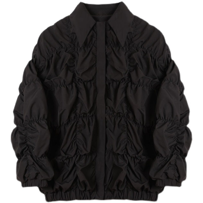 Trendy Loose Silhouette Three-dimensional Pleated Lapel Jacket For Men