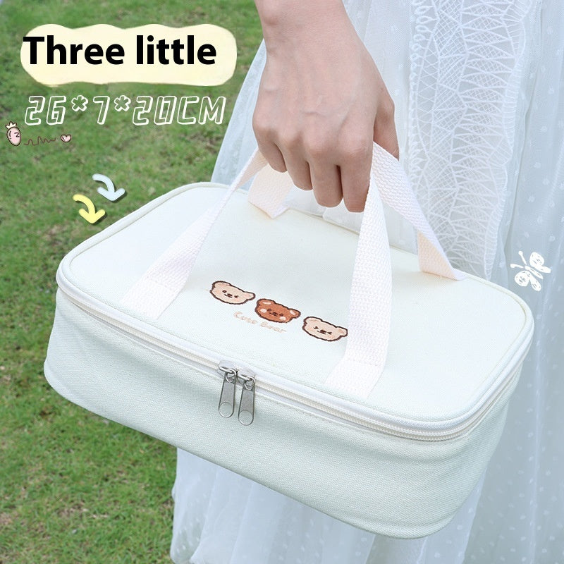 Cherry Bear Good-looking Lunch Box Bag Portable Office Worker Large Capacity Storage Bag