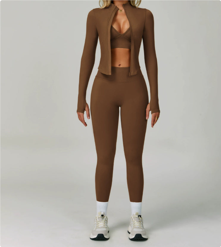 Seamless Tight Yoga Waist Outdoor Sports Suit