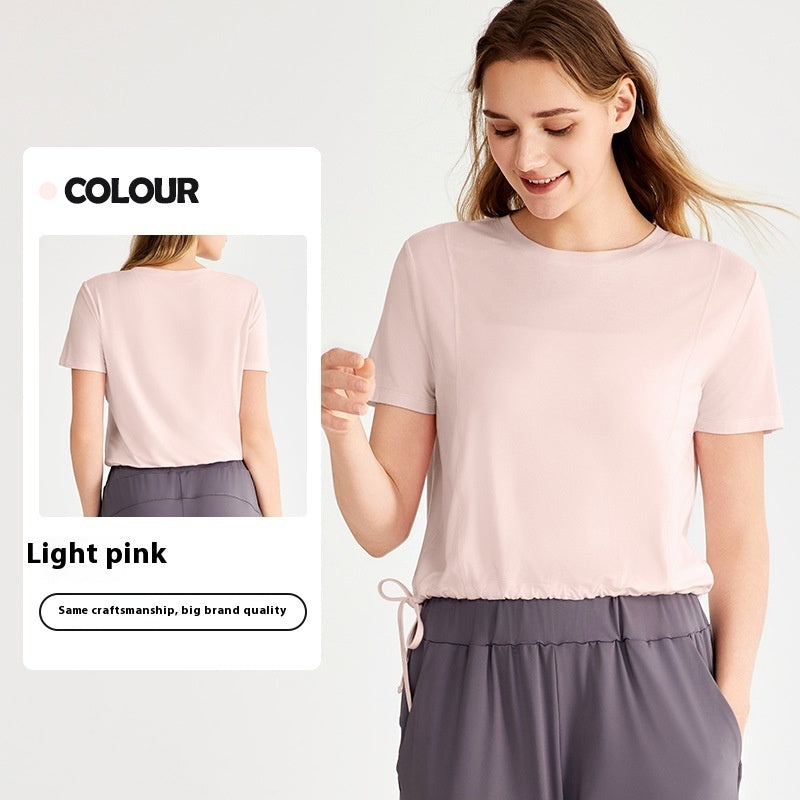 Loose Sports Top Drawstring At Hem Commuter T-shirt