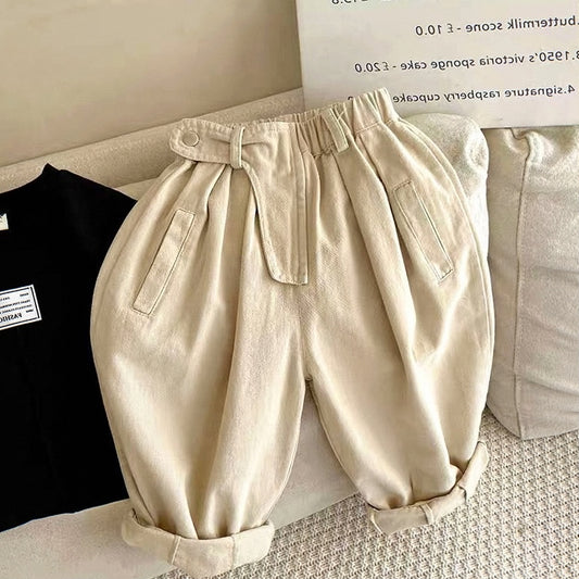 Texture Color Diagonal Pockets Cropped Pants