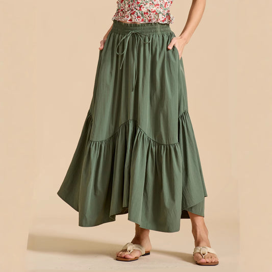 High-waisted Elasticated Maxi Skirt Retro Long Dress