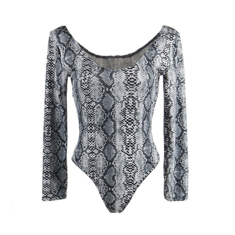 Fashion Pattern Snake Print Women's Bodysuit