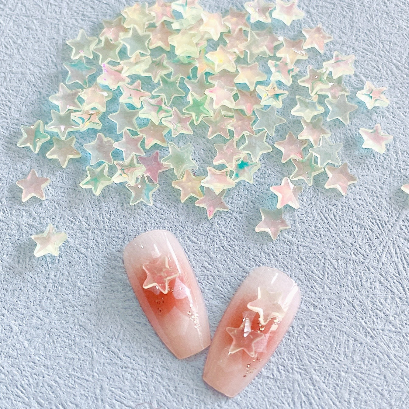 New Online Red Ice Transparent Colorful Five-pointed Star Nail Ornament Colorful And Fresh XINGX Diy Resin Nail Accessories