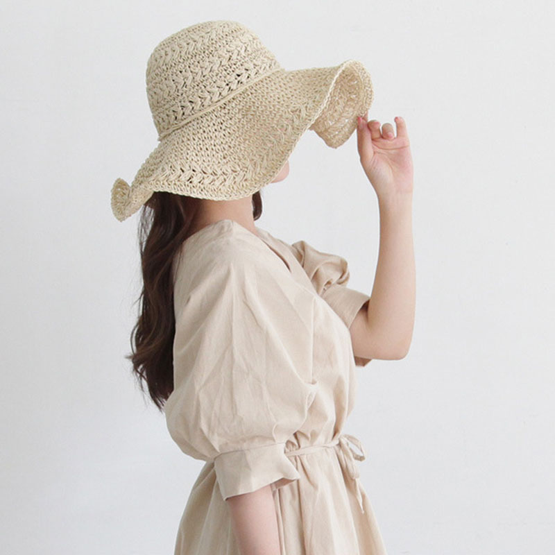 Handmade Hollowed Out Female Summer Seaside Straw Hat