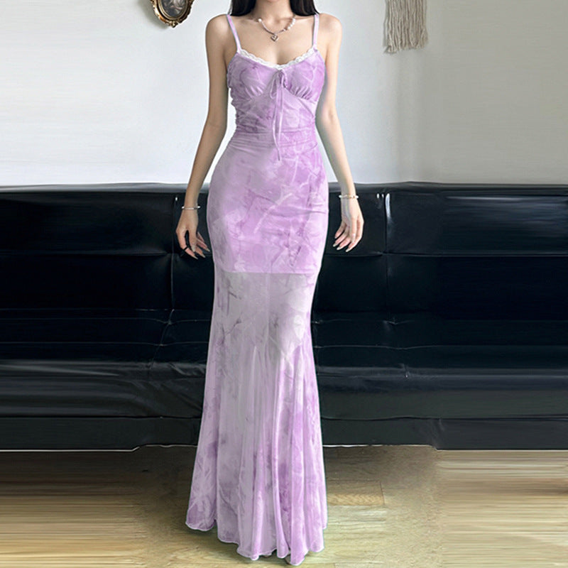 Hip Lifting Semi-permeable Mesh Long Dress
