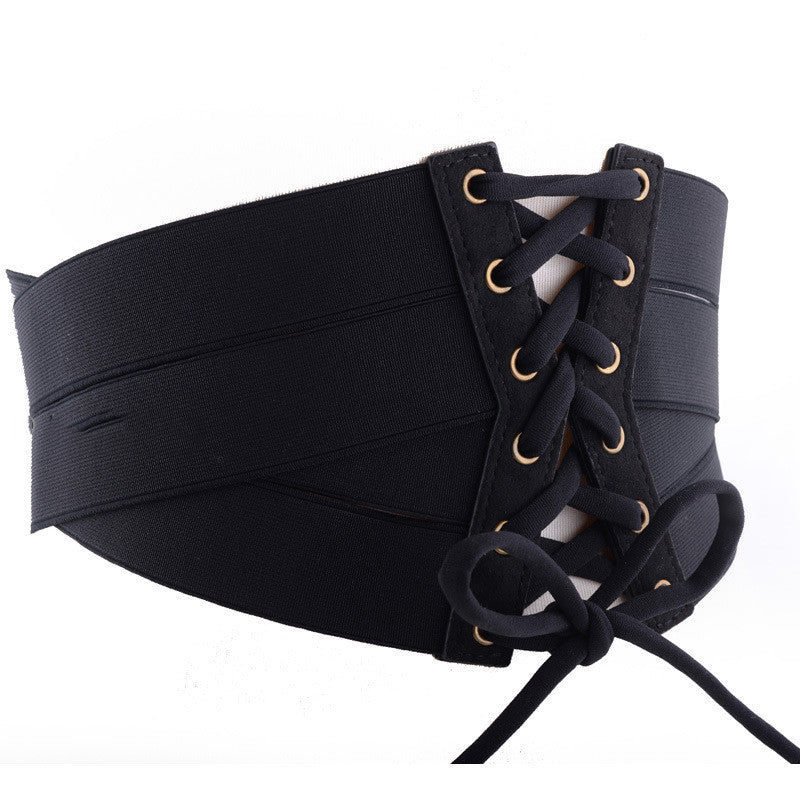Cross Elastic Waist Repair Tying Rope Wide Belt, Elastic Waistband For Ladies