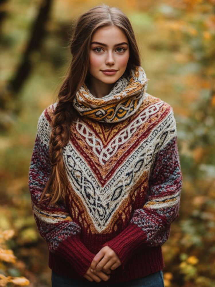New 3D-printed Loose-fitting High-neck Top For Fallwintercross-border Style Casual Off-shoulder Design For Women