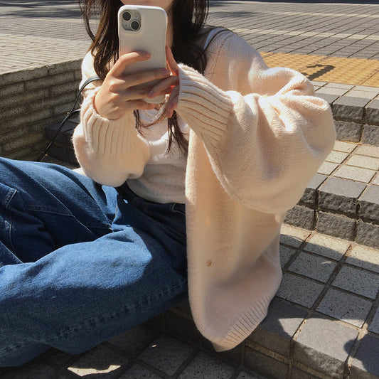 Sweater Coat Women's Loose Long-sleeved Knitted Cardigan