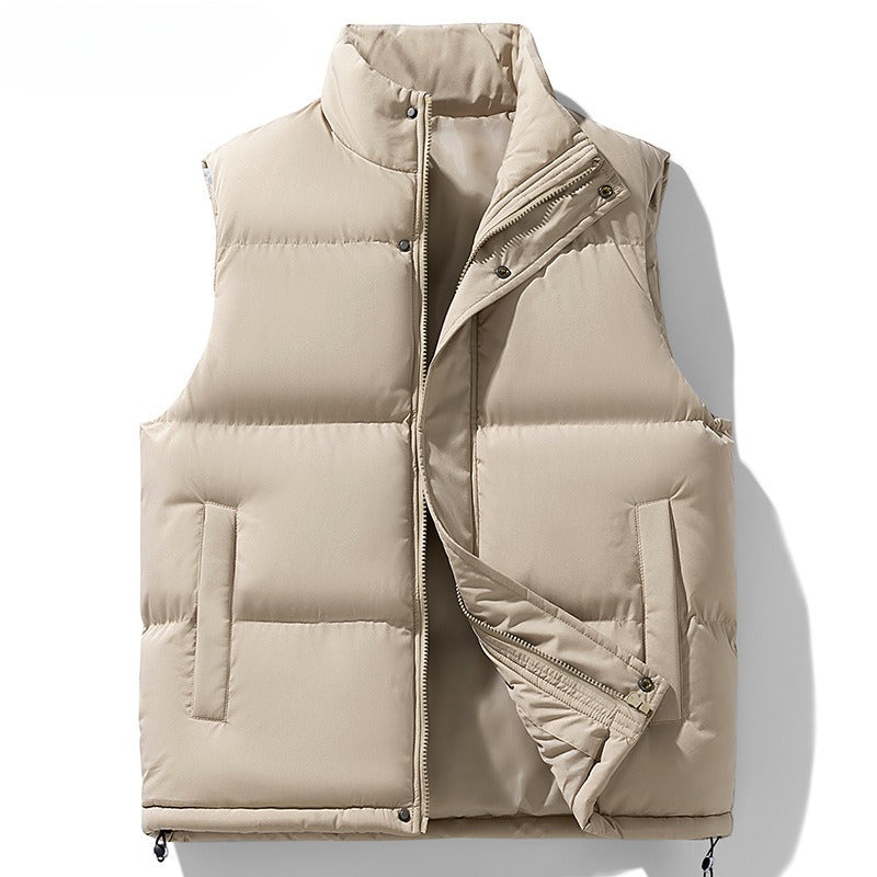 Men's Plus Size Stand Collar Sleeveless Waistcoat Warm Down Cotton Vest