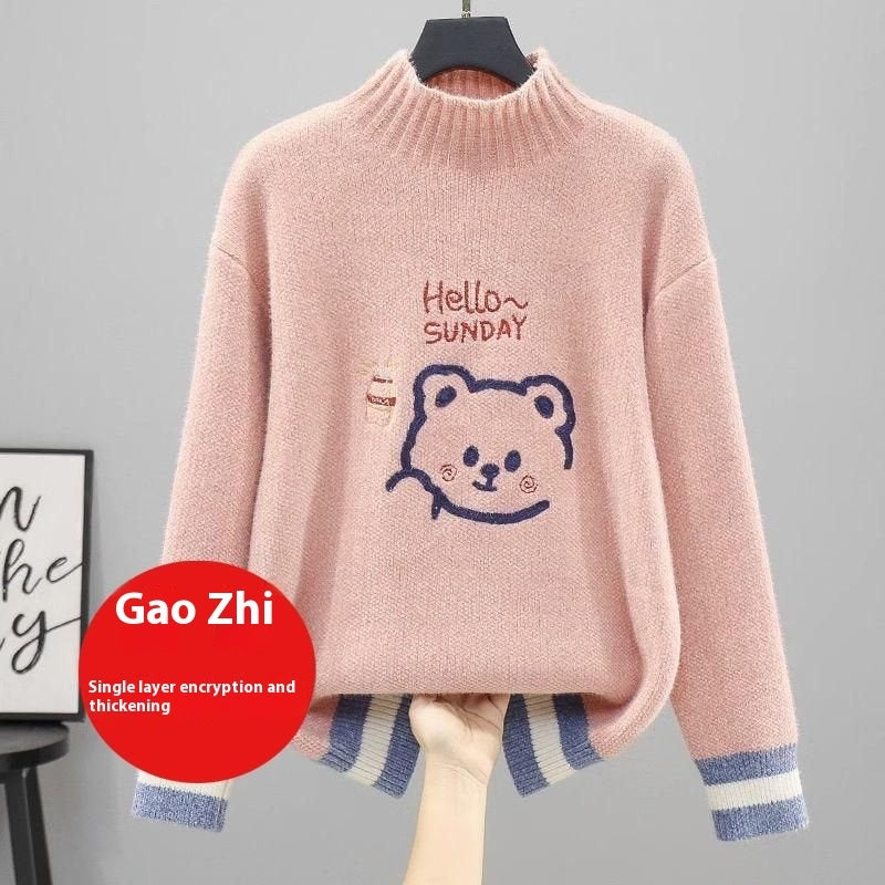 Sweater Inner Girl Winter Fleece-lined Thickened