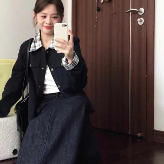 Turn-down Collar Vintage Slim-fit Coat