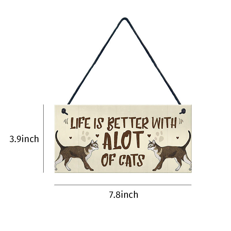 Wooden Cat Pendant For Pets Vintage Style