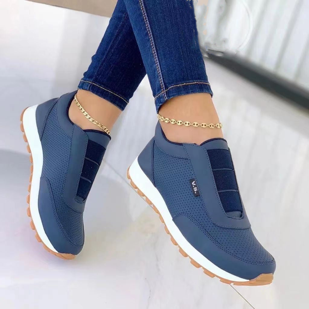 Dame Flade Sko Elastikbånd Design Sko Plateau Sneakers