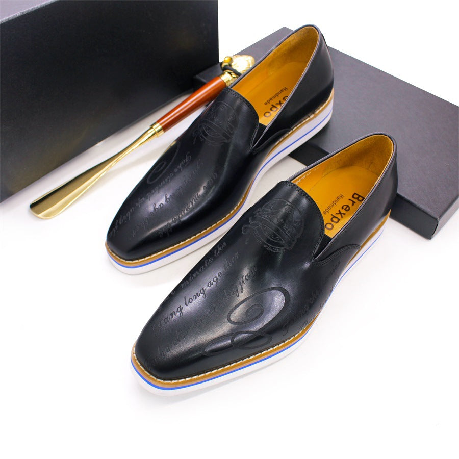 Men's Leather Shoes Casual Green Fashionable And Comfortable