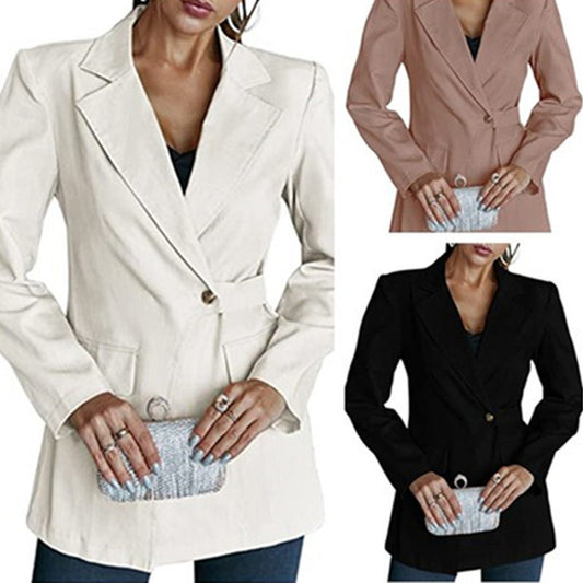Lapel Neck Tie Long Sleeve Casual Blazer Ladies