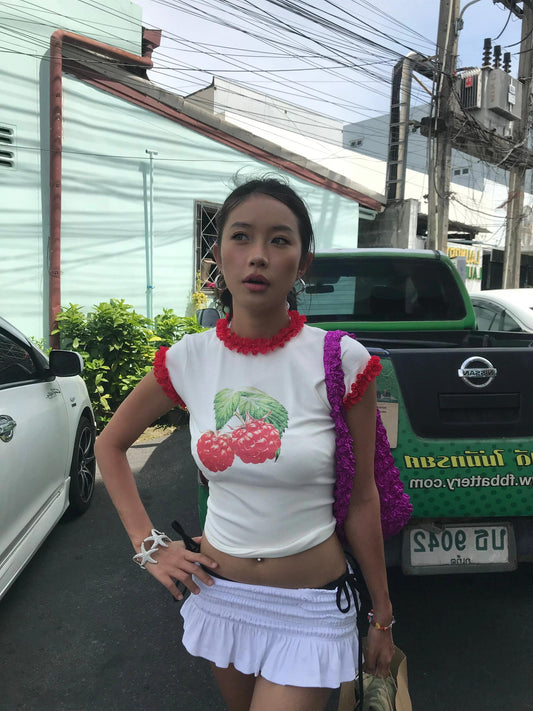 Slim Fit Patchwork Slimming Cotton Hot Girl Short Sleeve