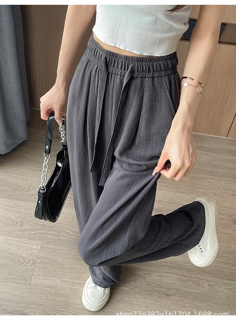 High Waist Drawstring Texture Feeling Lazy American Casual Mopping Pants