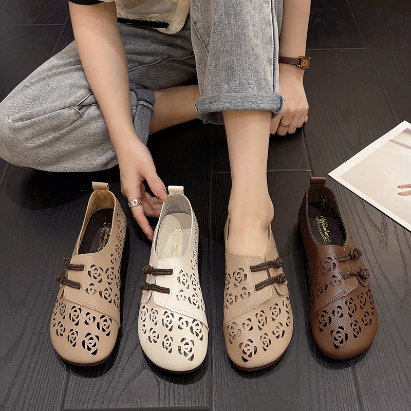 Summer Retro Round Toe Ethnic Style Chinese Frog Mom Shoes