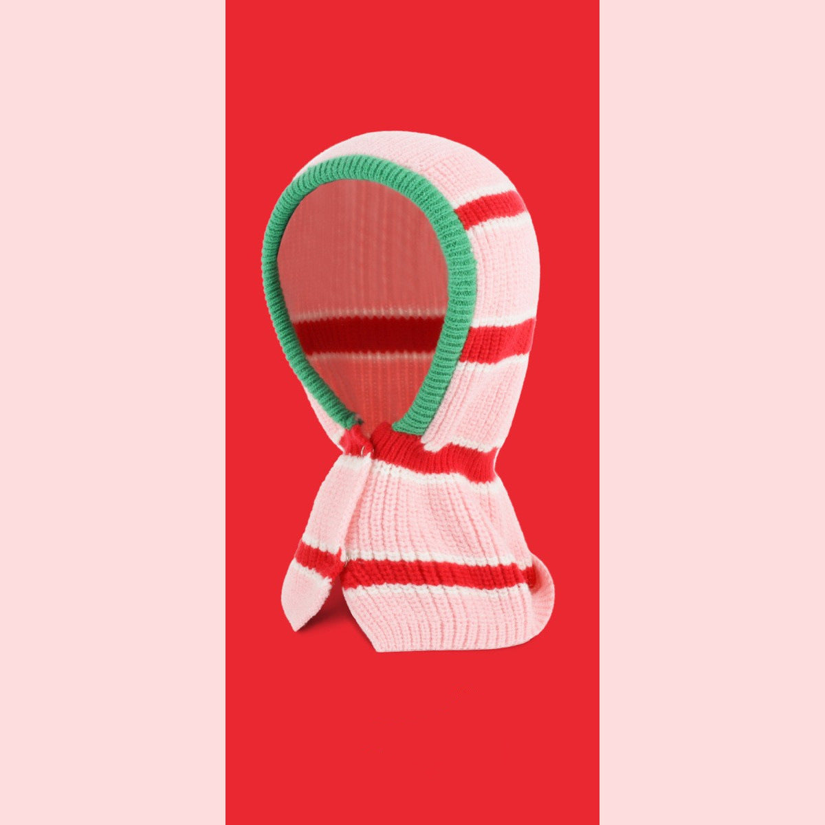 Contrast Color Striped Autumn Scarf Woolen Cap