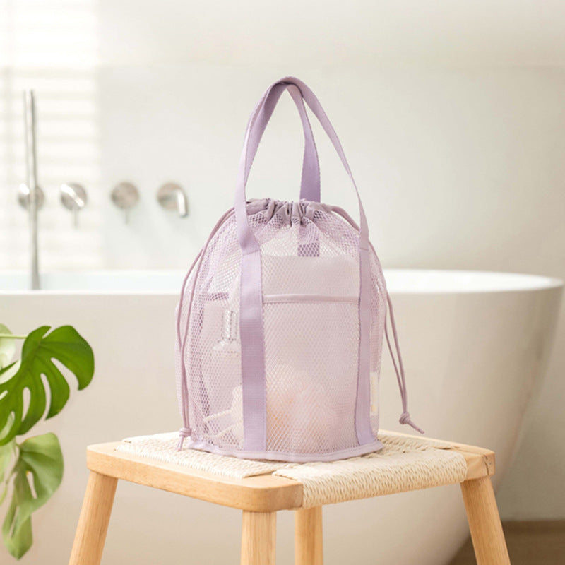 Travel Storage Bag Mesh Hollow Out Handbag Drawstring Wash Bag