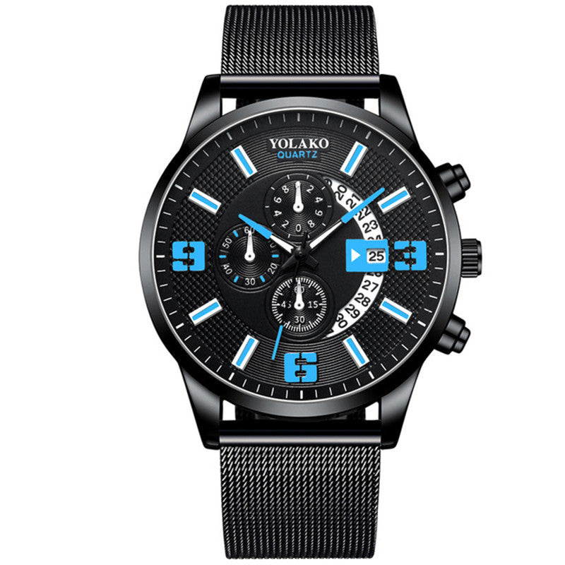Fashion Three-eye Digital Men's Watch With Calendar