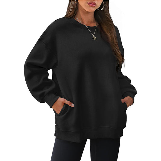 Dame Langærmet Sports Fashion Pullover med Rund Hals
