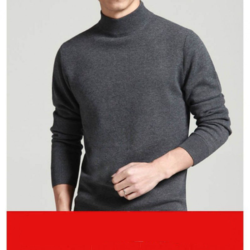 Pullover Sweater Korean Style Slim Youth Mid Collar Sweater Thick