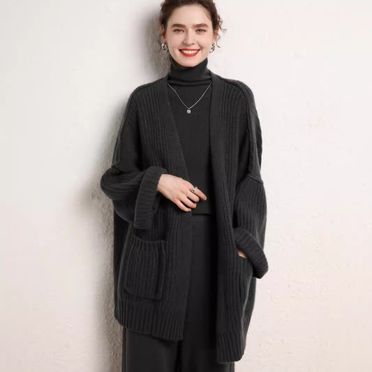 Loose Design Coarse Yarn Knitted Coat