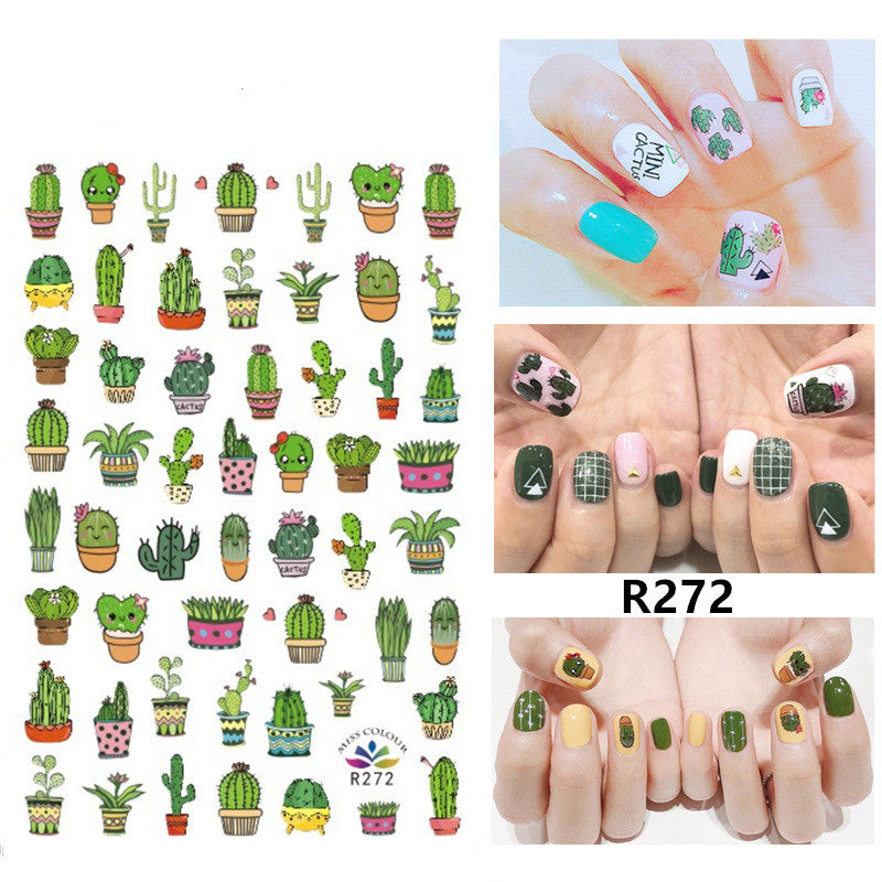 Green Leaf Nail Sticker Cactus Green Polka Dot Leopard Nail Sticker