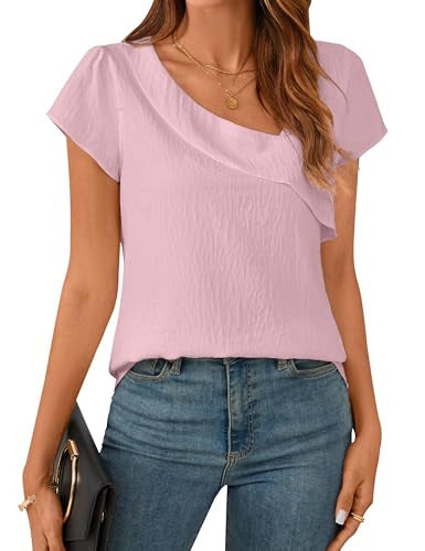 Solid Color Women's Clothing Diagonal Collar Short Sleeve T-shirt Top
