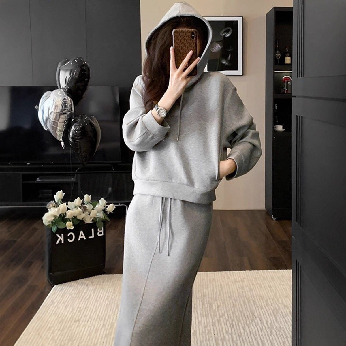 Women's Fashion Skirt Sweatshirt Set