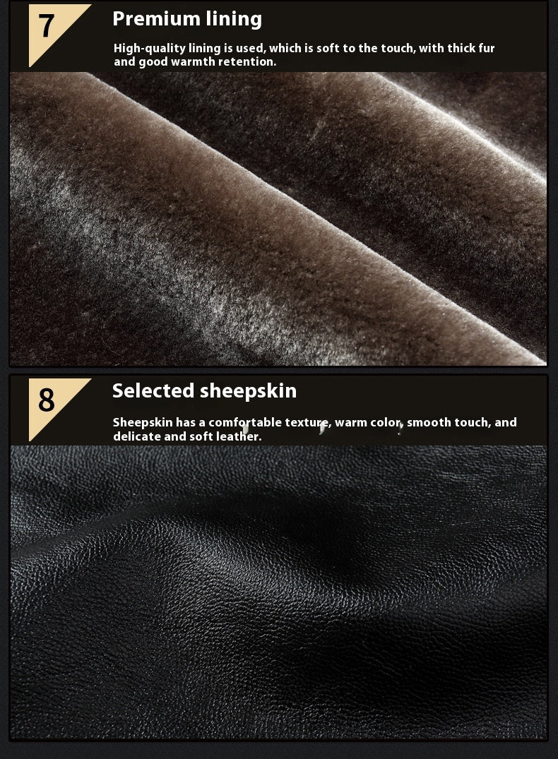 Men's Mid-length Stand Collar Sheepskin Thickened Fur Overcoat Coat