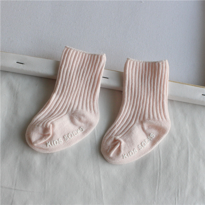 Double Needle Loose Mouth Plain Newborn Childrens Socks