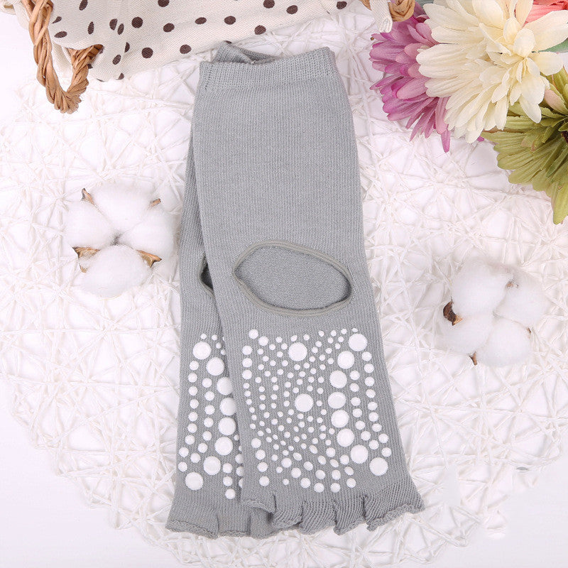 Solid Color Five-finger Non-slip Middle Tube Yoga Socks