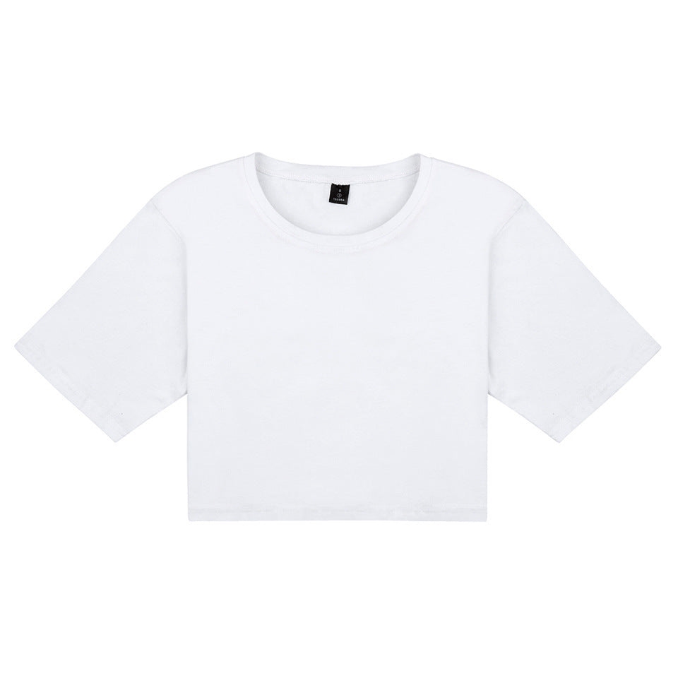 Solid Color Revealing T-shirt Female Dance Practice Dance Culture