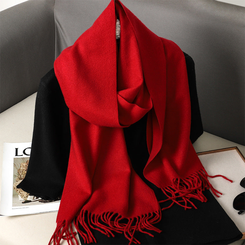 Solid Color Maillard Scarf Cashmere-like Women Warm Shawl