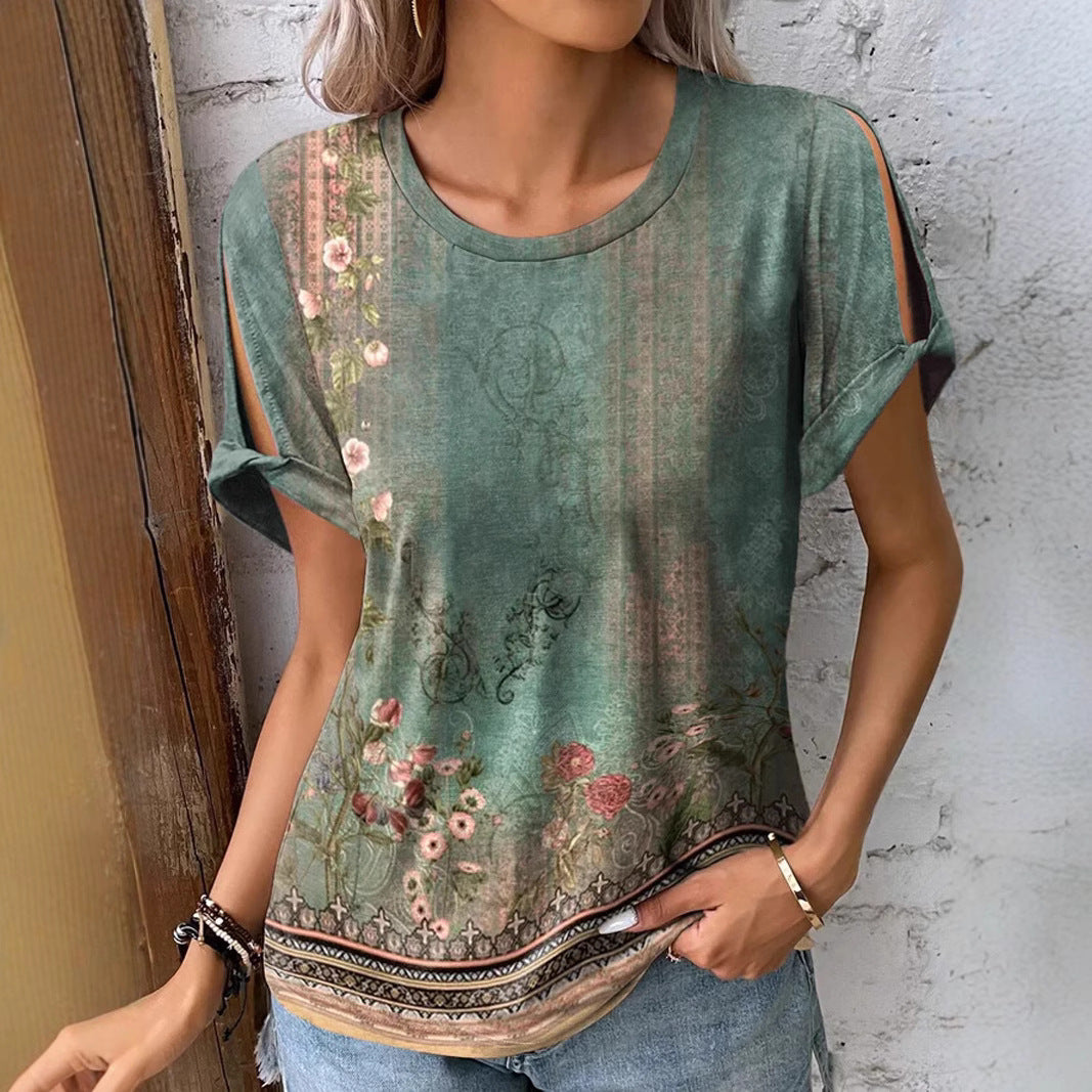Women's Casual And Comfortable Short-sleeve Printed Top