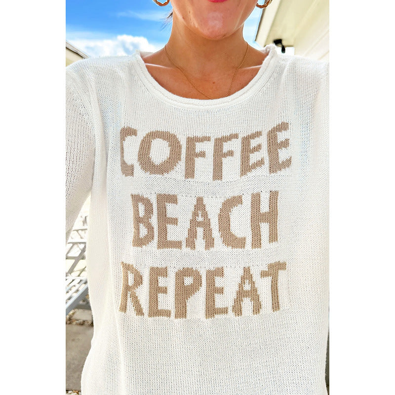 European And American Leisure All-match Letters Printed Loose Long Sleeves Sweater For Women