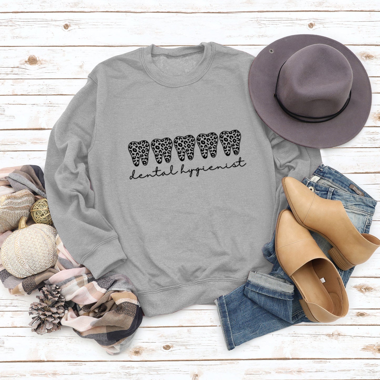 Leopard Print Long Sleeve Crew Neck Sweater