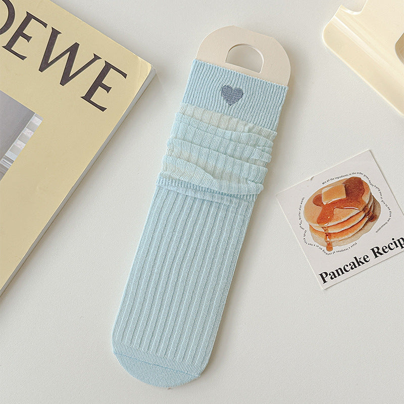 Japanese Ultra-thin Love Embroidery Loose Socks