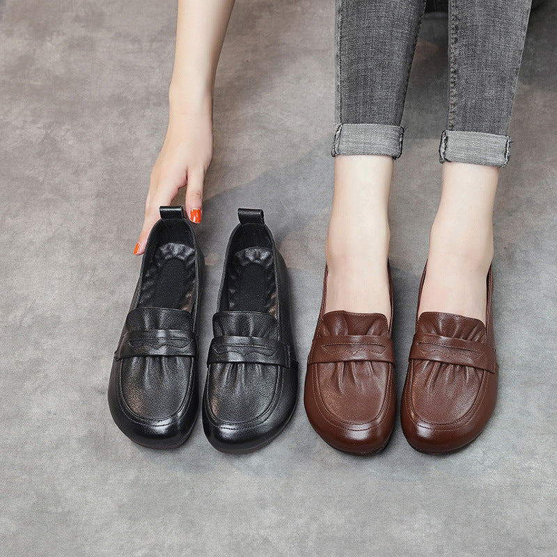 Women's Retro Leather Soft Sole Shoes