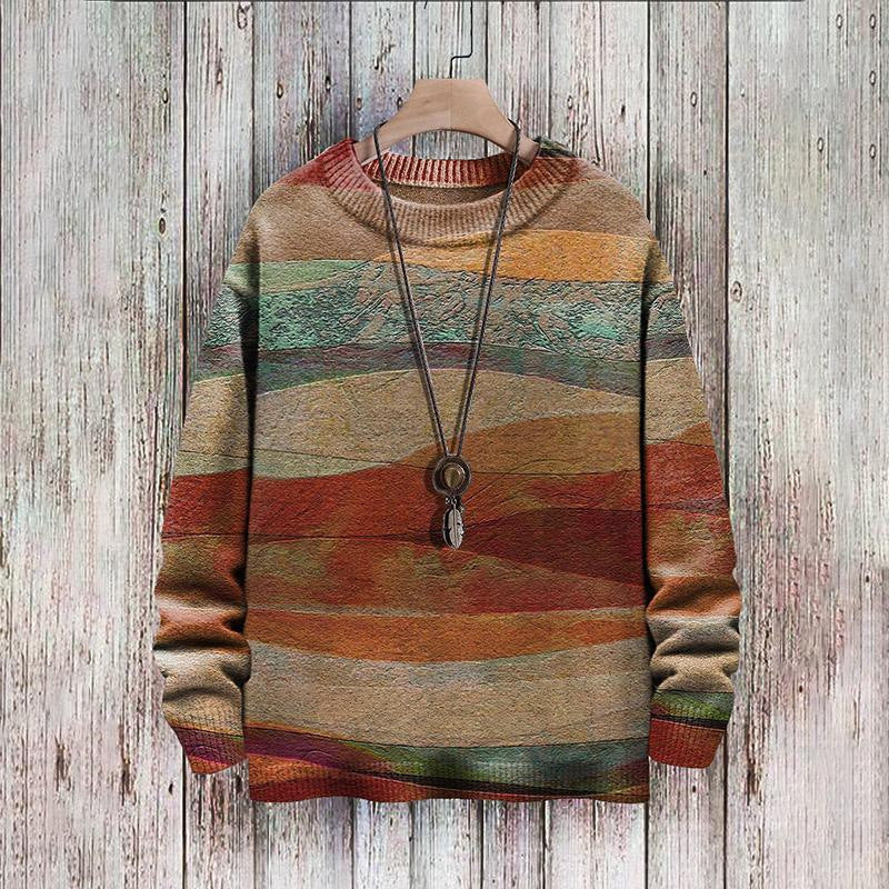 Abstract Style Digital Printing Drop-shoulder Long-sleeve Women's Sweater Casual All-matching