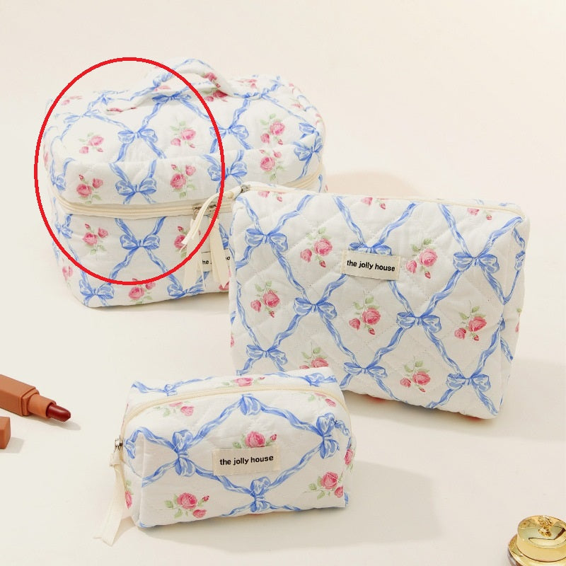 Bow Cotton Makeup Bag Ins Large Capacity Storage Wash Bag Good-looking Portable