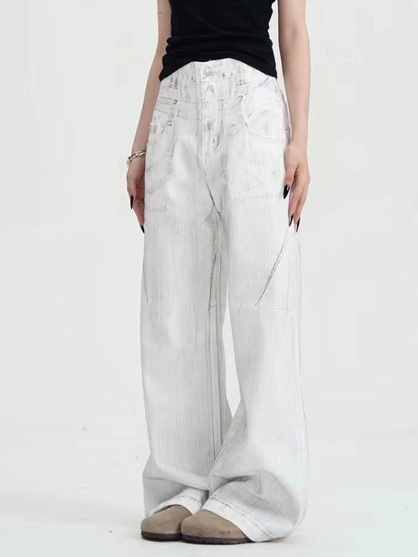 White Dirty Pants Mopping Suit Pants