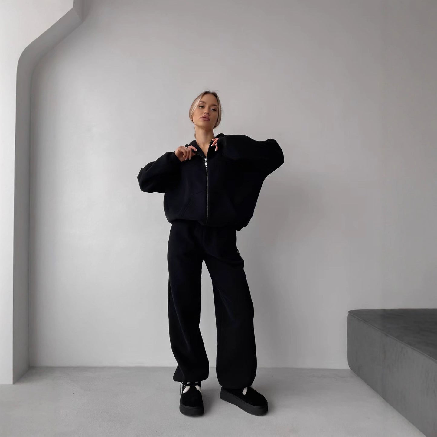 Women's 2-piece Sweatshirt With Wide-leg Sweatpants