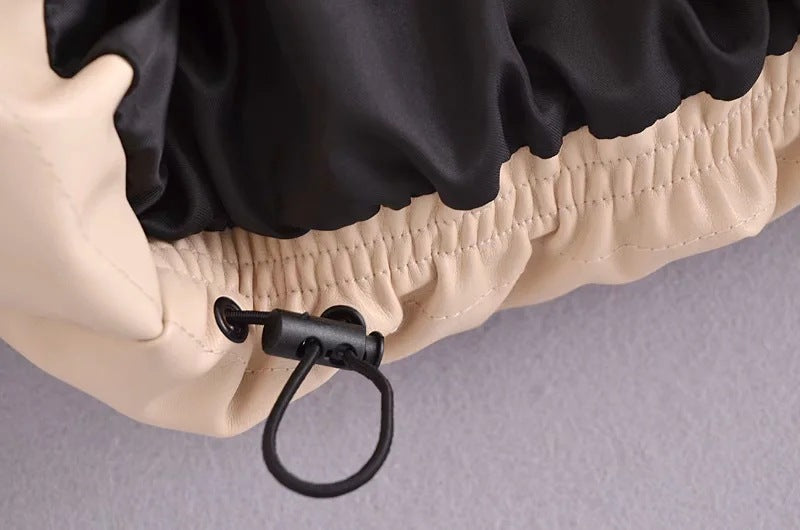 Fashion Urban Casual Solid Color Simple PU Cotton Jacket Women's Small Stand-up Collar